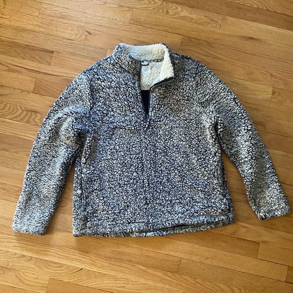 Blue & Cream Sherpa Pullover Sweater